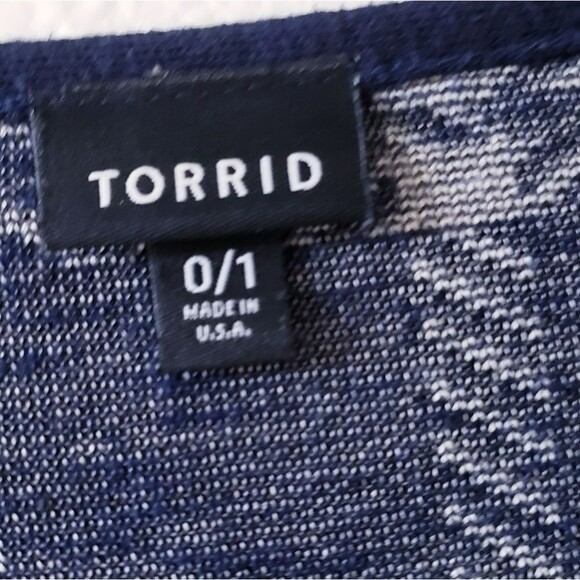 Torrid Made in USA Navy and Tan Plaid Open SS Cardigan Size 12-16 - Picture 4 of 8